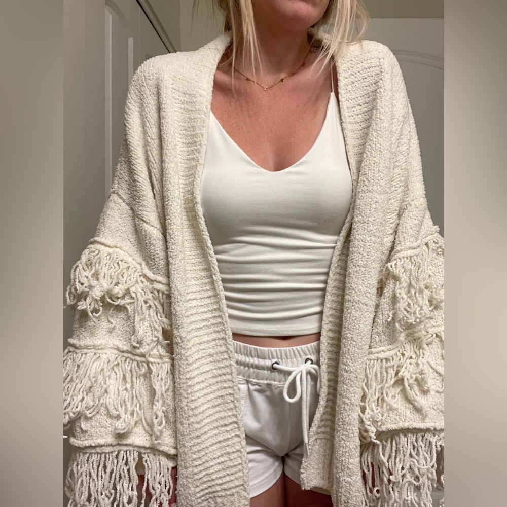 INDIKAH/ thick knit fringe cardi
